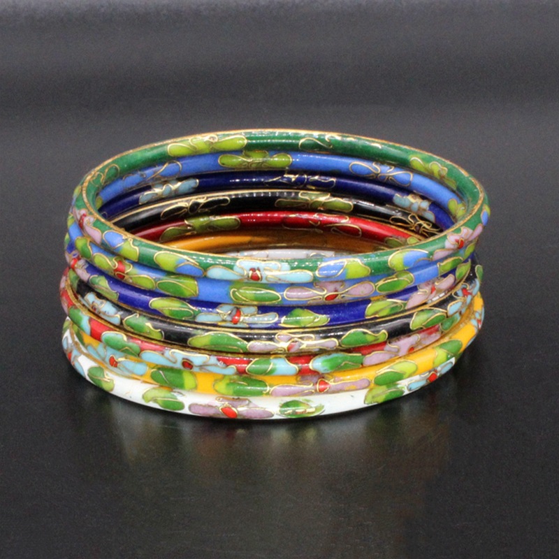 北京景泰蓝民族风饰品手饰传统铜胎掐丝珐琅磨光套七手镯