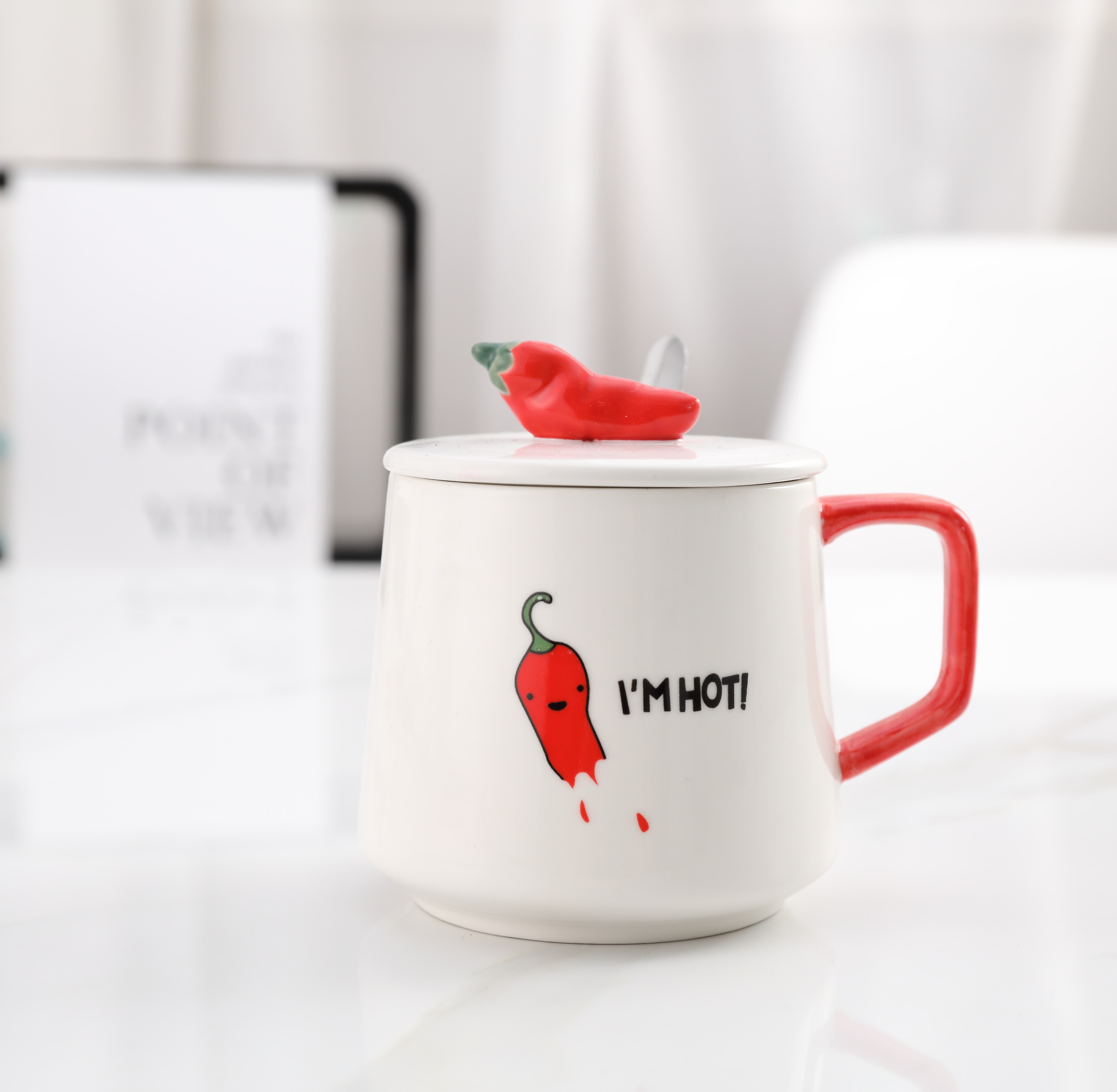 立体辣椒马克杯创意3D带盖勺办公室情侣陶瓷水杯商务纪念礼品定制