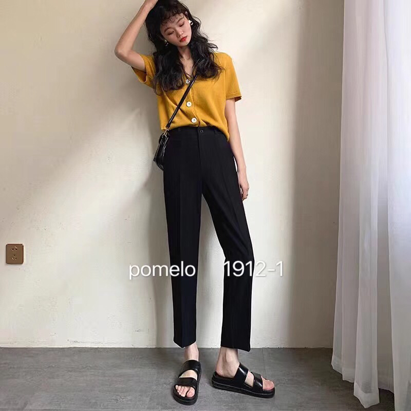 西装裤女春夏高腰直筒宽松垂感黑色烟管裤显瘦百搭九分休闲萝卜裤