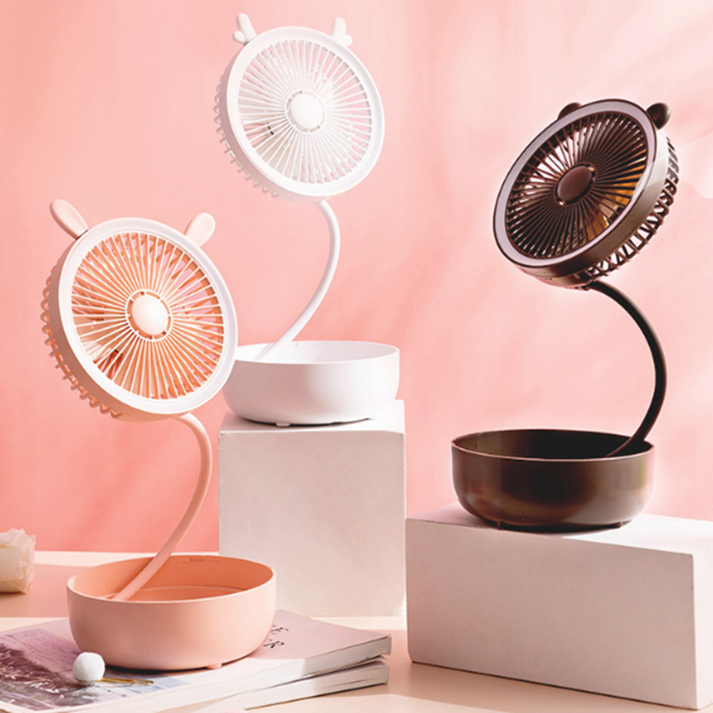 创意补光灯风扇 收纳盒补光折叠小风扇 香薰折叠充电小夜灯风扇