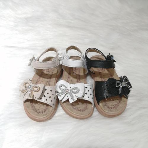 Children Girl Bow Small Pearl Soft-Soled Non-Slip Breathable Velcro Sandals Baby Girl Sandals