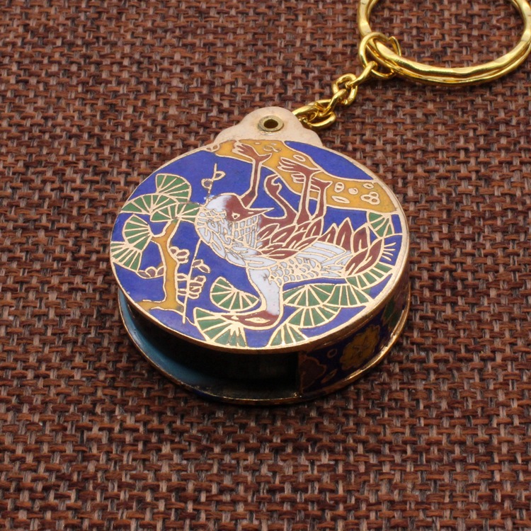 纪念收藏北京景泰蓝外贸库存老货冲压珐琅工艺带扣随身放大镜