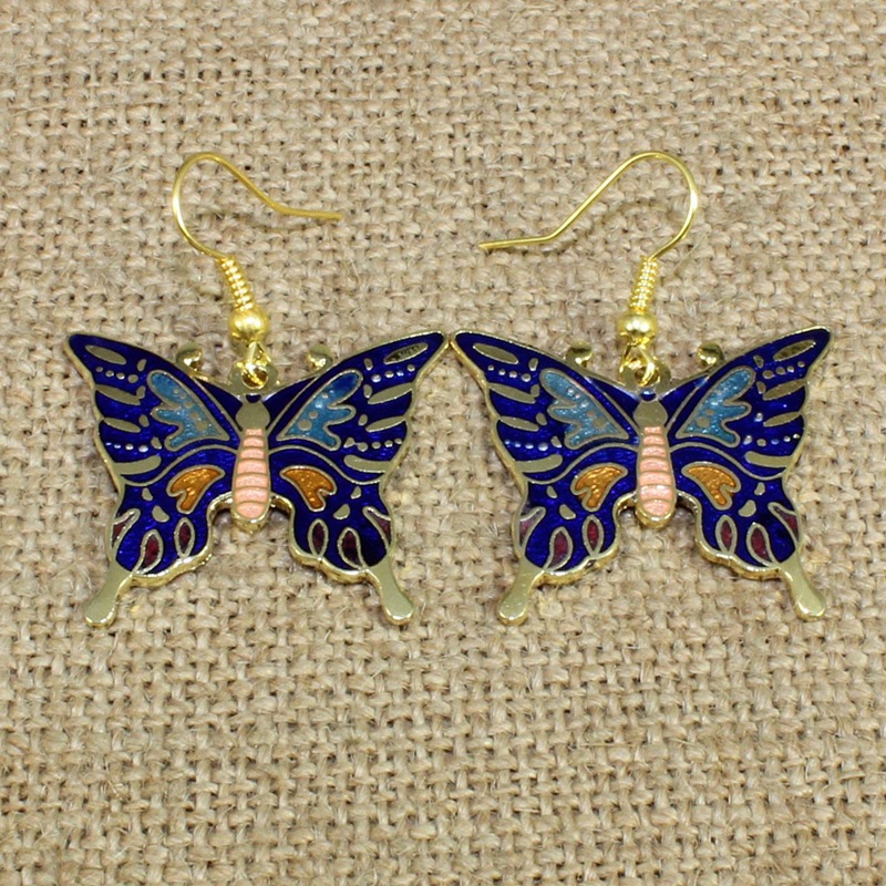 北京景泰蓝古风汉服新娘妆饰品冲压珐琅（七宝烧）工艺挂坠耳环