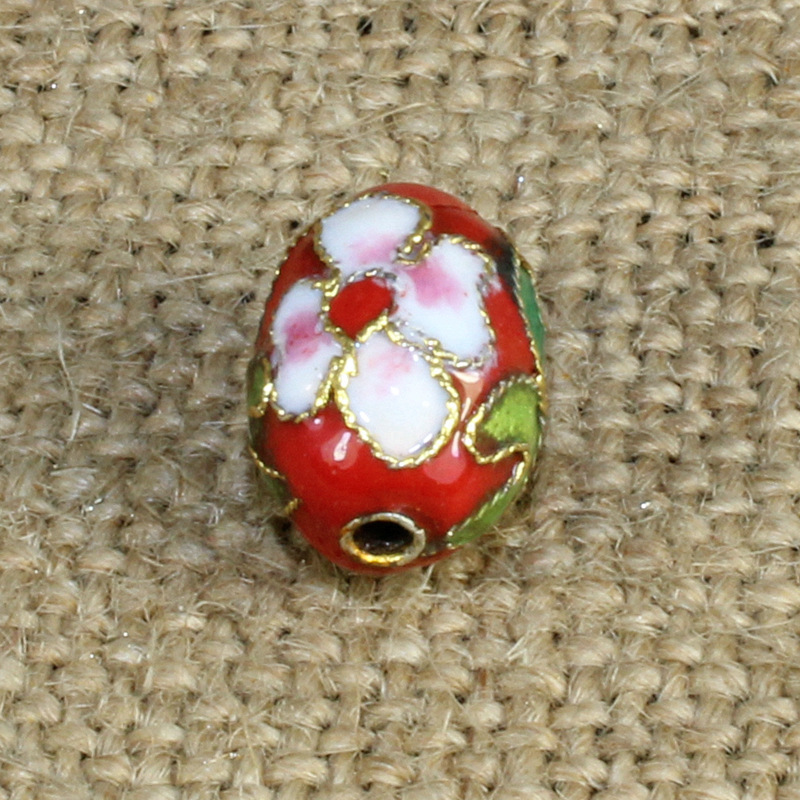 传统景泰蓝DIY饰品配件背云隔珠掐丝珐琅（花丝银蓝）14*9蛋珠