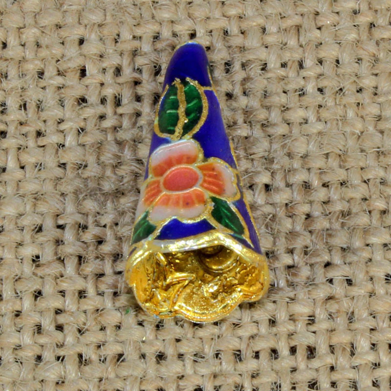 传统景泰蓝烧蓝饰品配件帽盖冲压珐琅（银蓝）20mm*10mm帽筒