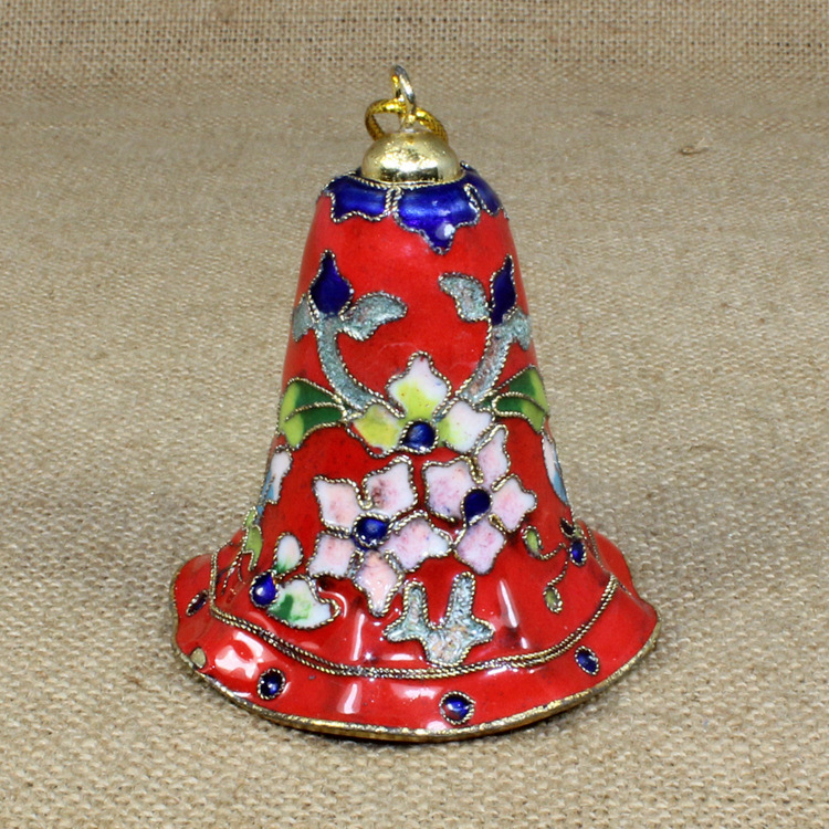 纪念收藏北京景泰蓝外贸库存老货掐丝珐琅花丝工艺挂件大八角铃