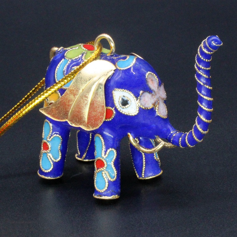 北京景泰蓝外事商务工艺礼品挂件掐丝珐琅（花丝银蓝）小套六象