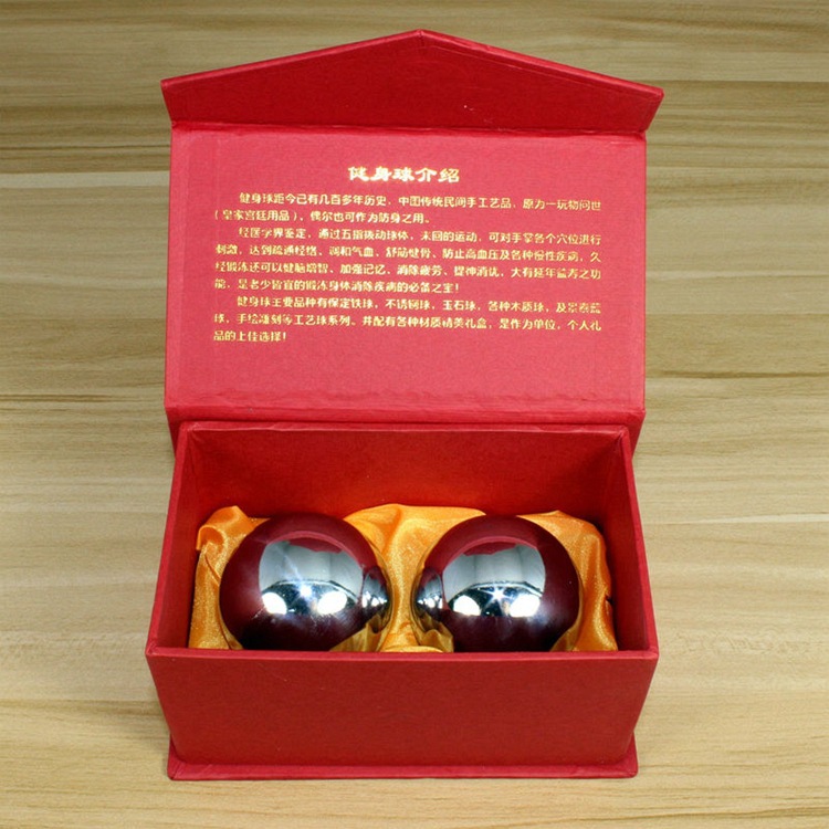 保定健身铁球中老年人礼品烫字盒装镀铬彷银手转按摩保健球