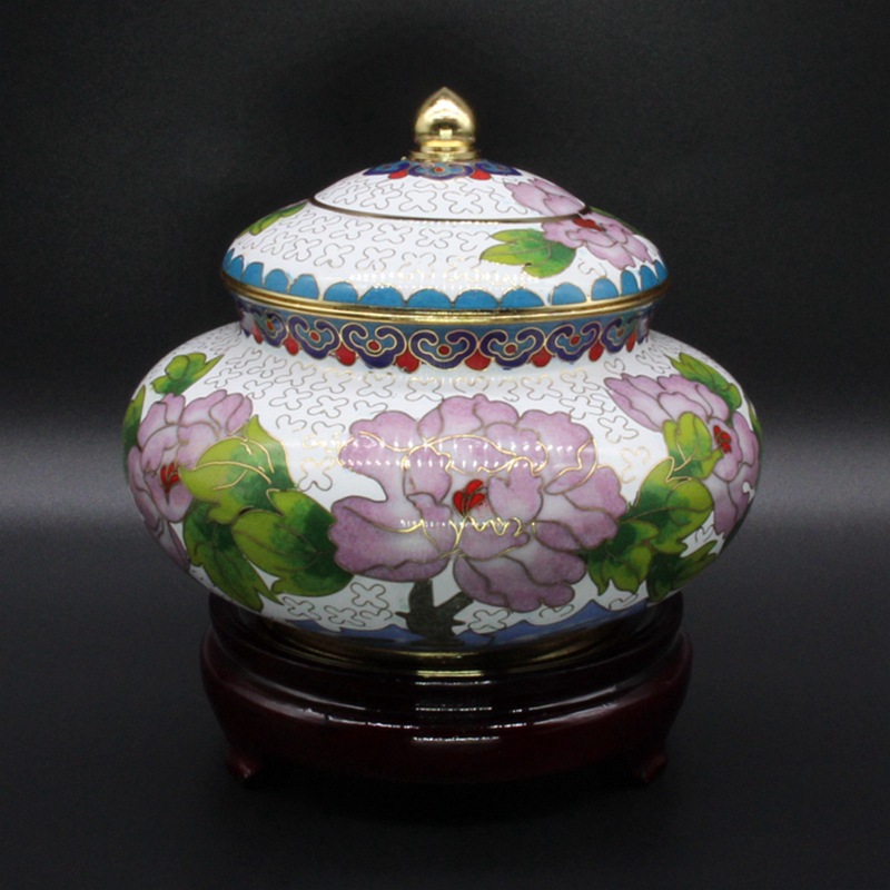 北京景泰蓝工艺礼品摆件传统铜胎掐丝珐琅磨光5寸如意罐