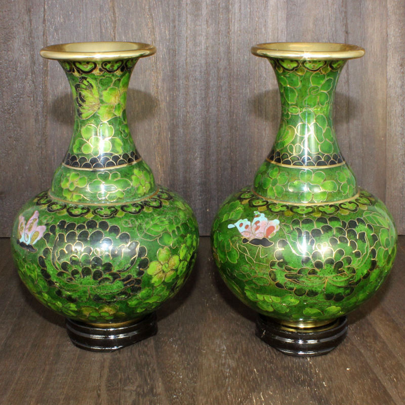 北京景泰蓝八十年代老货传统铜胎掐丝珐琅花瓶摆件磨光6寸留香