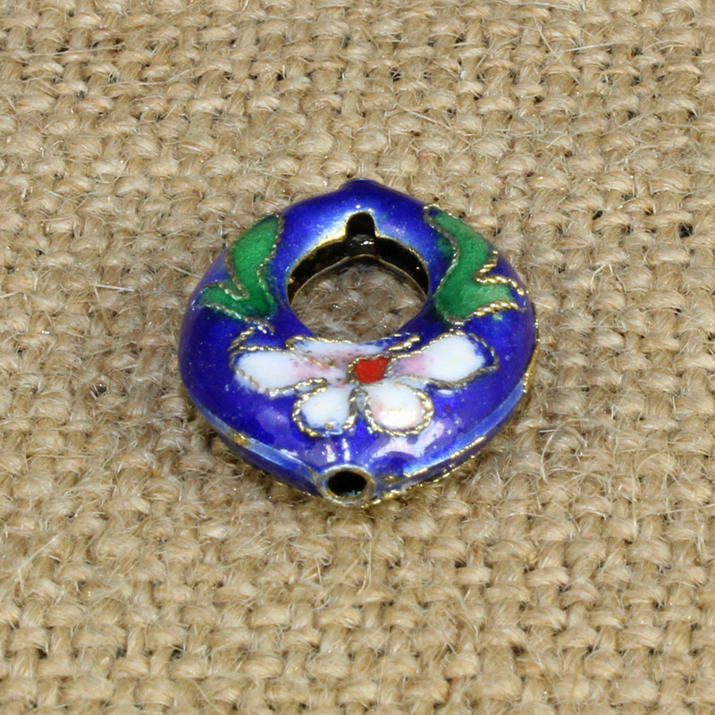 传统景泰蓝DIY饰品配件背云隔珠掐丝珐琅（花丝银蓝）20*15耳环