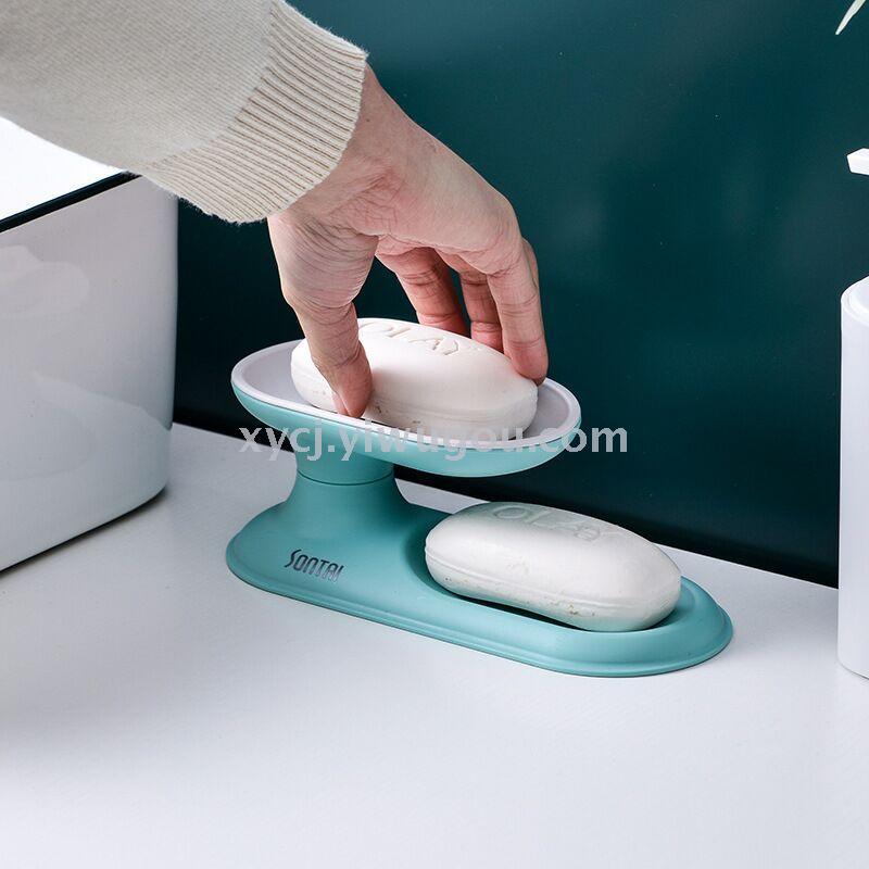 Simple and convenient 360° rotating double-layer draining soap box pic 1
