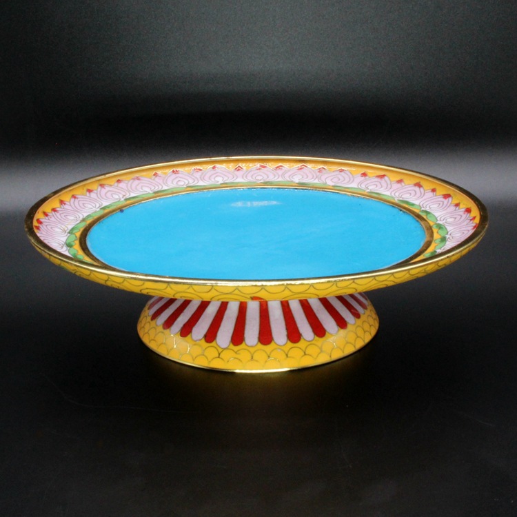 景泰蓝藏传佛教密宗法器传统铜胎掐丝珐琅曼扎供盘水果托盘