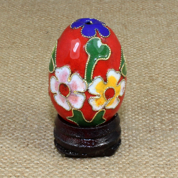 纪念收藏北京景泰蓝外贸库存老货掐丝珐琅花丝银蓝摆件鸽子蛋