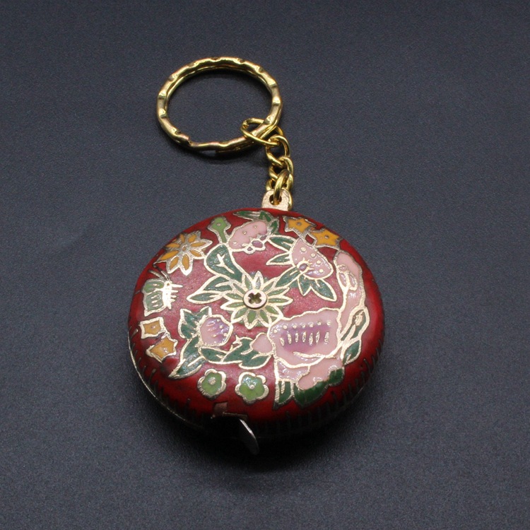 纪念收藏北京景泰蓝外贸库存老货冲压珐琅工艺带扣随身卷尺