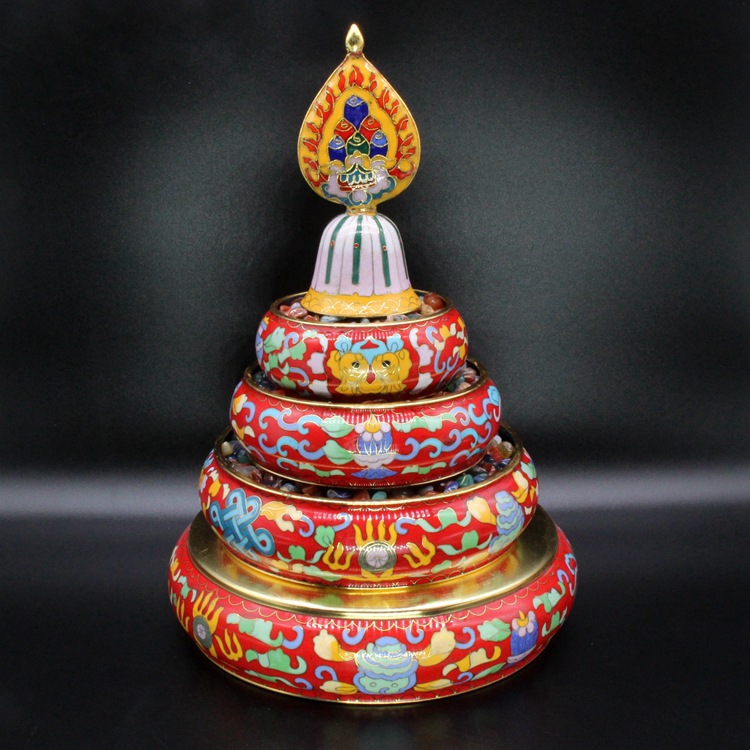 景泰蓝藏传佛教密宗法器传统铜胎掐丝珐琅磨光曼扎曼达盘