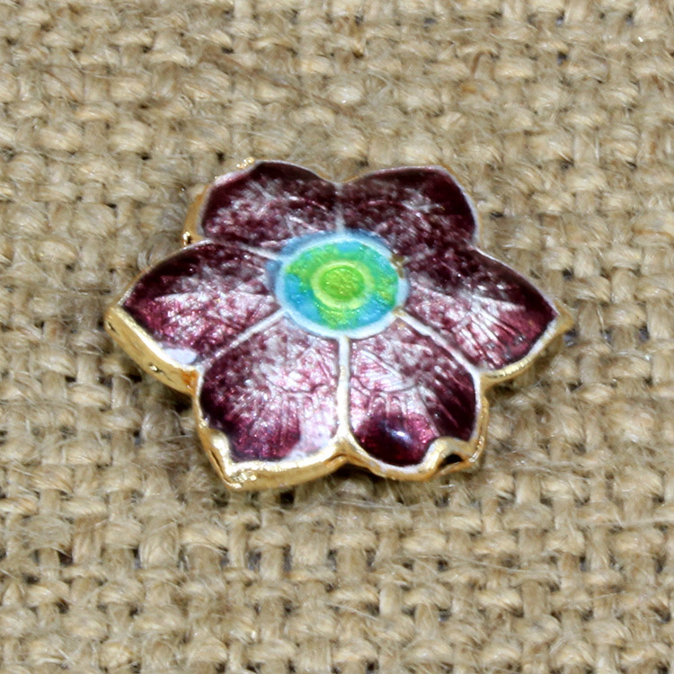 传统景泰蓝烧蓝DIY饰品配件背云隔珠冲压珐琅（银蓝）15mm六角花