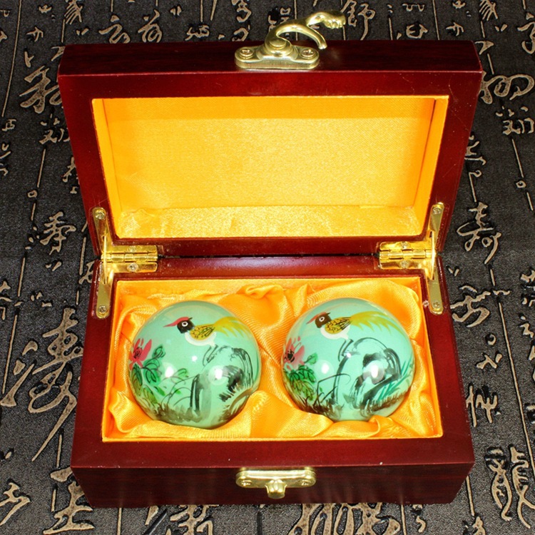 特惠清仓工艺文化礼品中老年手转按摩铃音手工画彩绘健身手球