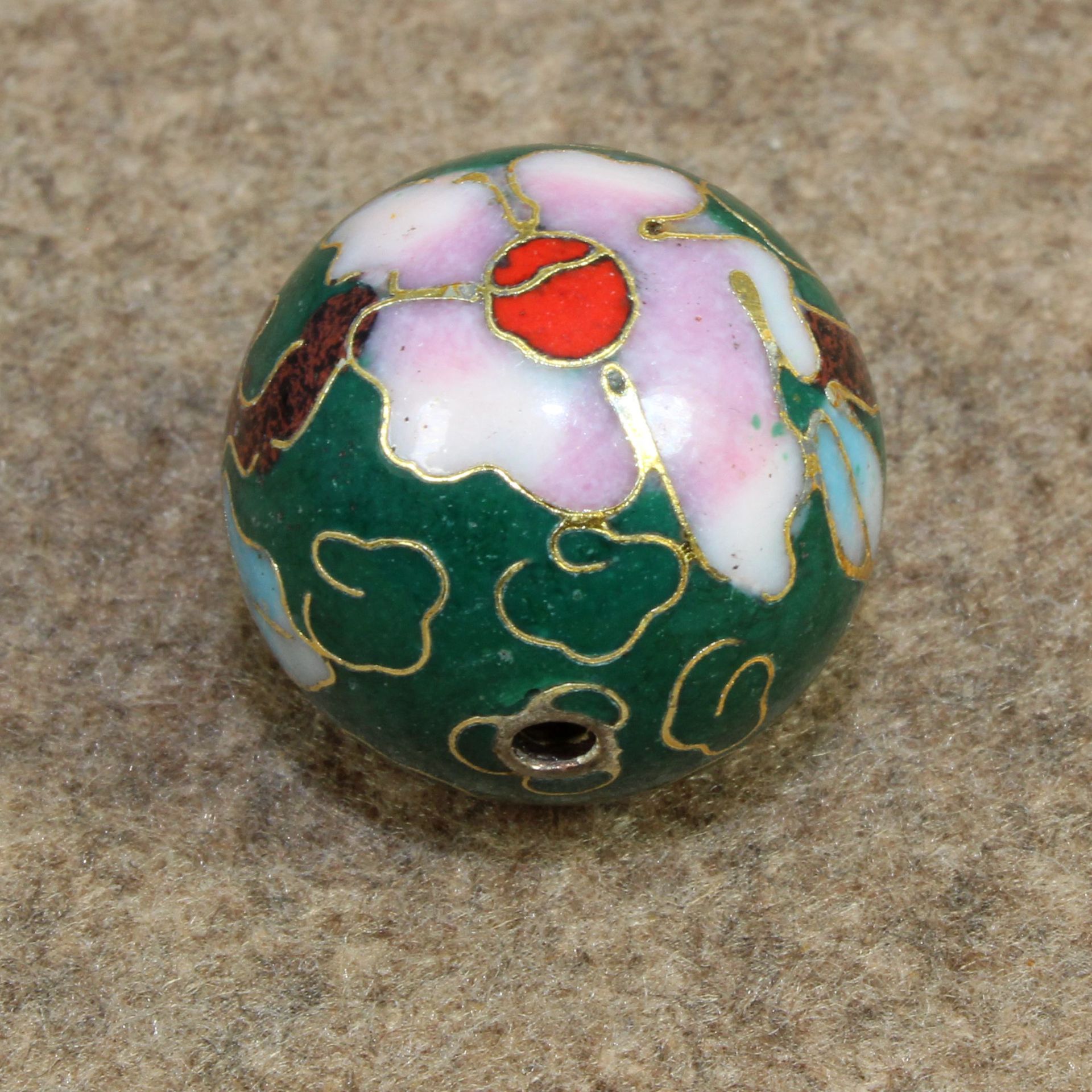 传统铜胎掐丝珐琅饰品配件隔珠景泰蓝（细工）磨光20mm圆珠