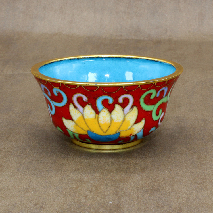 景泰蓝藏传佛教密宗法器传统铜胎掐丝珐琅磨光平脚八宝供碗