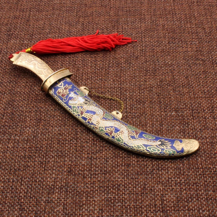 纪念收藏北京景泰蓝外贸库存老货冲压珐琅工艺大号龙纹宝刀