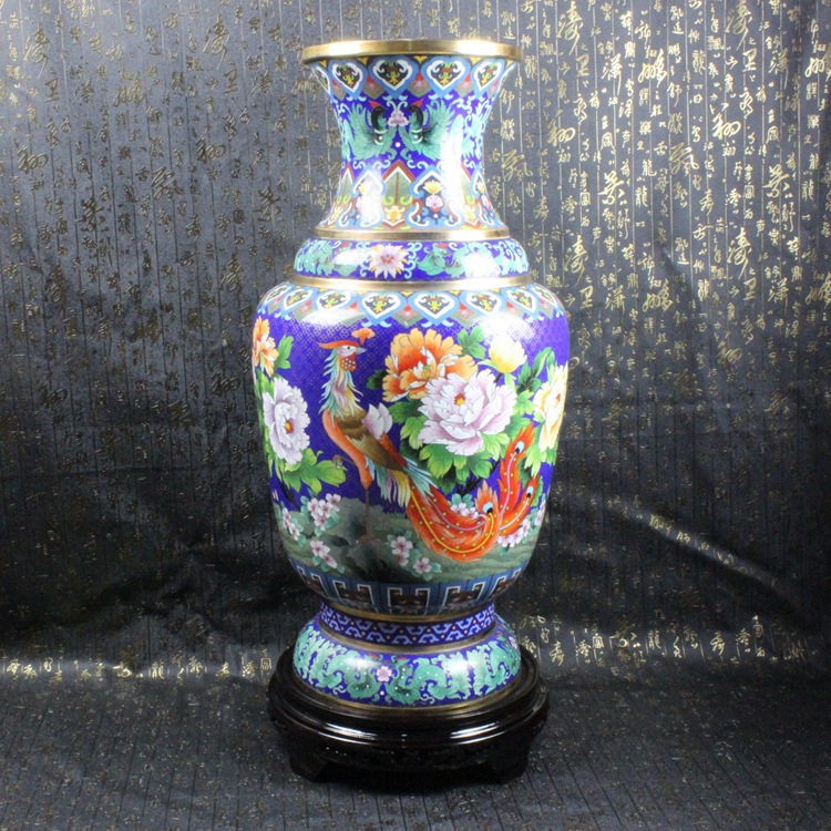 北京景泰蓝花瓶摆件工艺文化礼品传统掐丝珐琅磨光3寸六线瓶