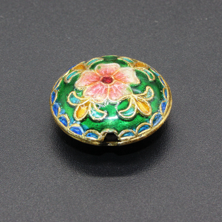 传统景泰蓝烧蓝DIY饰品配件背云隔珠冲压珐琅（银蓝）19mm报春花