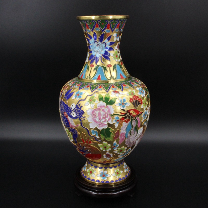 北京景泰蓝工艺礼品花瓶摆件掐丝珐琅花丝15寸细工龙凤周器磊瓶
