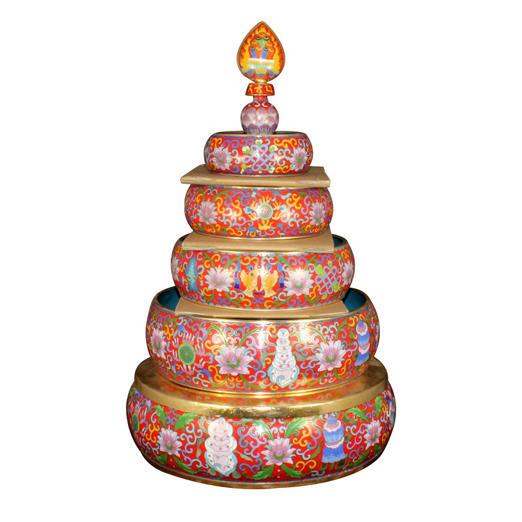 景泰蓝藏传佛教密宗法器传统铜胎掐丝珐琅佛堂供奉曼扎曼达盘