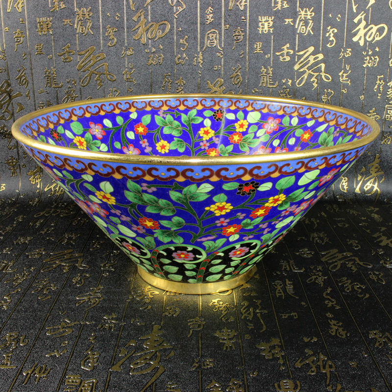 北京景泰蓝工艺礼品摆件传统铜胎掐丝珐琅（精品）10寸斗笠碗