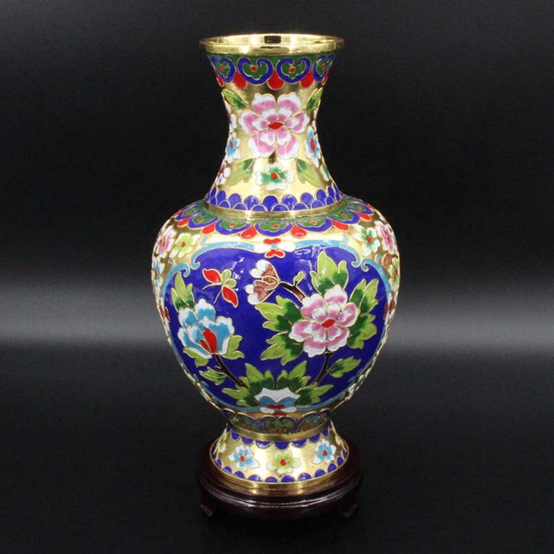 北京景泰蓝工艺礼品花瓶摆件掐丝珐琅花丝大号牡丹周器磊瓶