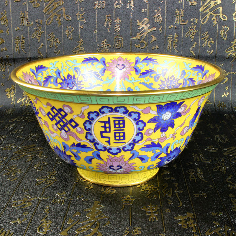 北京景泰蓝工艺礼品摆件传统铜胎掐丝珐琅（精品）8寸万寿无疆碗