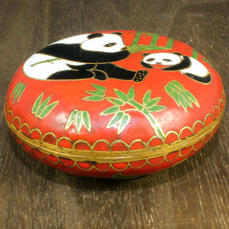 北京景泰蓝八十年代老货传统铜胎掐丝珐琅首饰盒磨光2.5寸粉盒