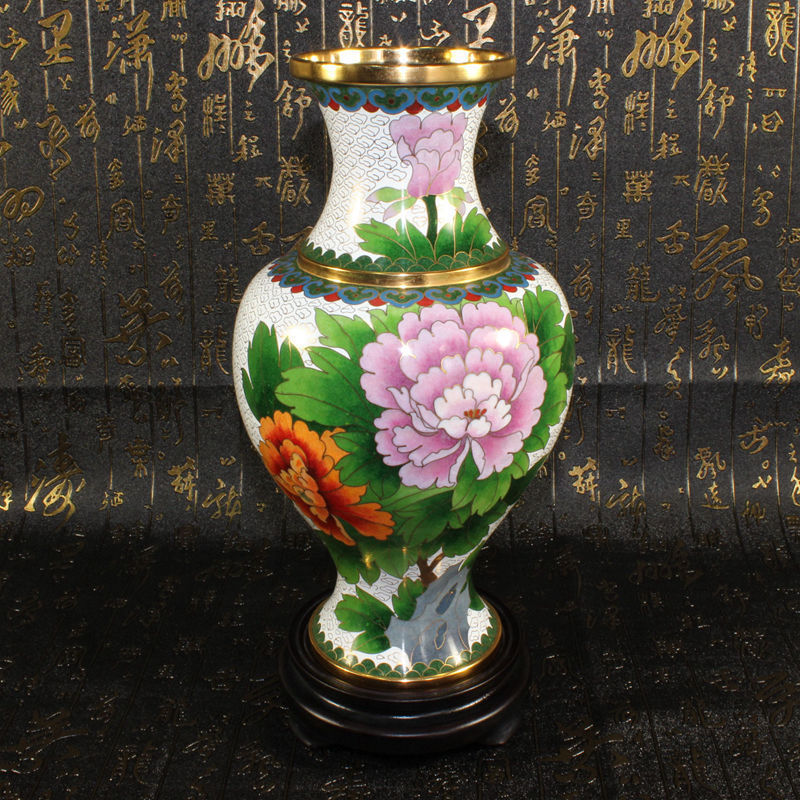 北京景泰蓝工艺礼品花瓶摆件传统铜胎掐丝珐琅磨光10寸观音瓶