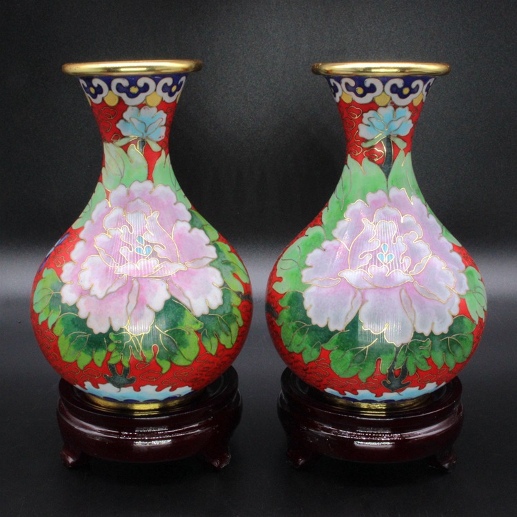 北京景泰蓝工艺礼品花瓶摆件传统铜胎掐丝珐琅磨光5寸玉壶春瓶