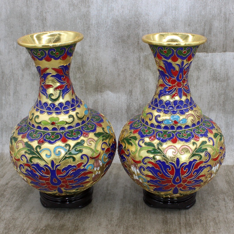 北京景泰蓝工艺礼品花瓶摆件铜胎掐丝珐琅（花丝银蓝）勾子留香瓶