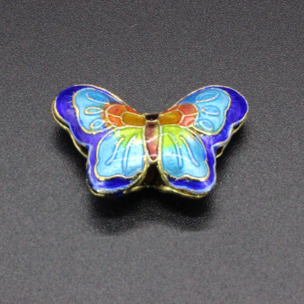 传统景泰蓝烧蓝DIY饰品配件背云隔珠冲压珐琅（银蓝）22*16胖蝴蝶