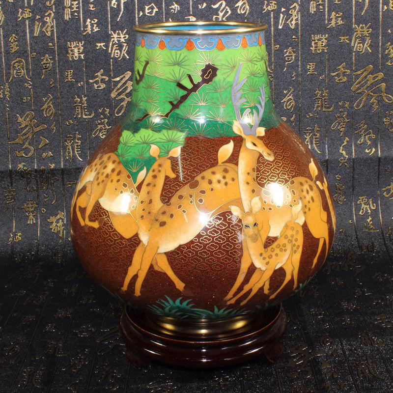 北京景泰蓝工艺礼品花瓶摆件传统铜胎掐丝珐琅（精品）8寸鹿尊