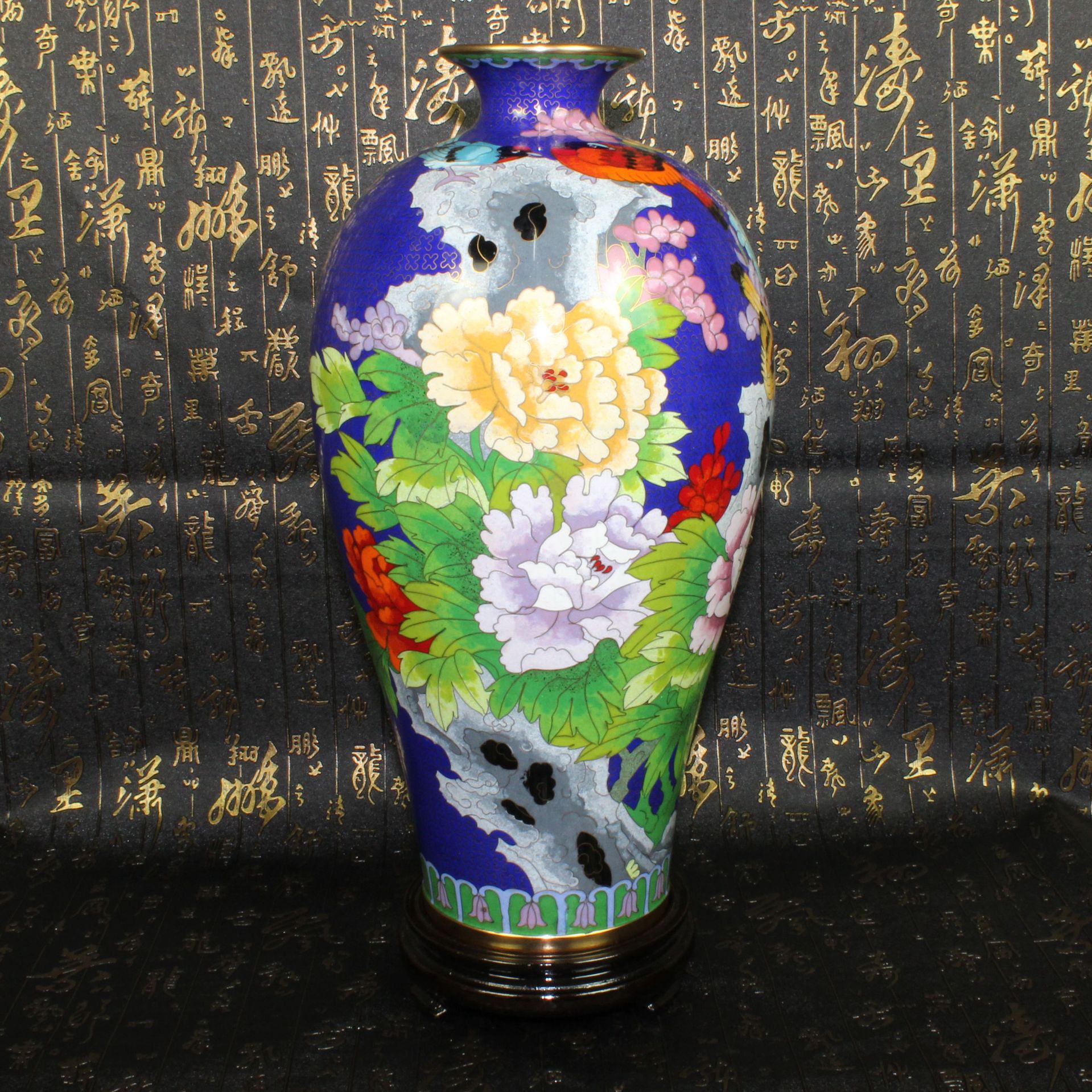 北京景泰蓝工艺礼品花瓶摆件传统铜胎掐丝珐琅磨光12寸凌云瓶