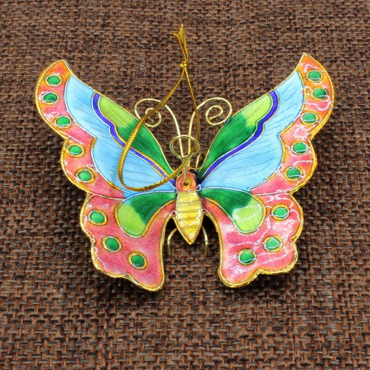 北京景泰蓝民族风旅游纪念礼品挂件冲压珐琅（银蓝）蝴蝶