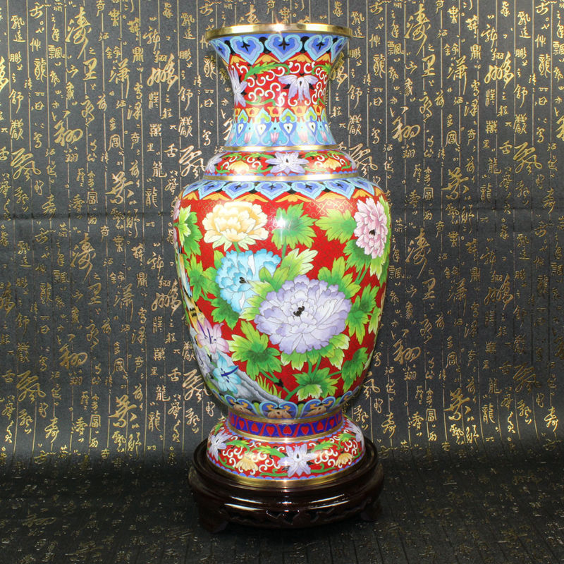 北京景泰蓝花瓶摆件工艺文化礼品传统掐丝珐琅磨光20寸六线瓶