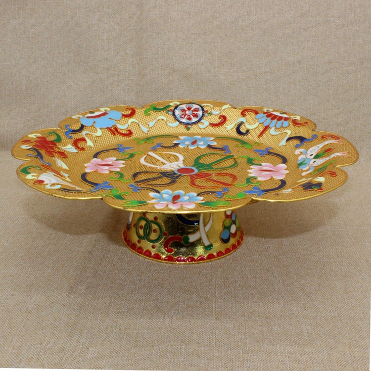 景泰蓝藏传佛教法器铜胎掐丝软珐琅花丝滴油曼扎供盘水果托盘