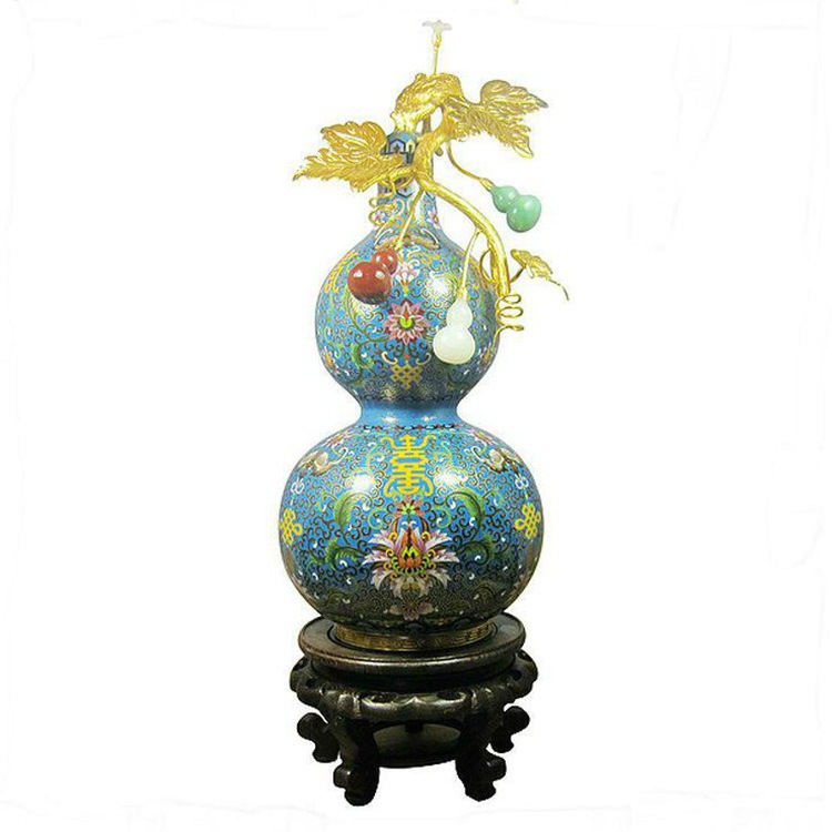 北京景泰蓝大师（张向东）作品传统铜胎掐丝珐琅20寸玉葫芦