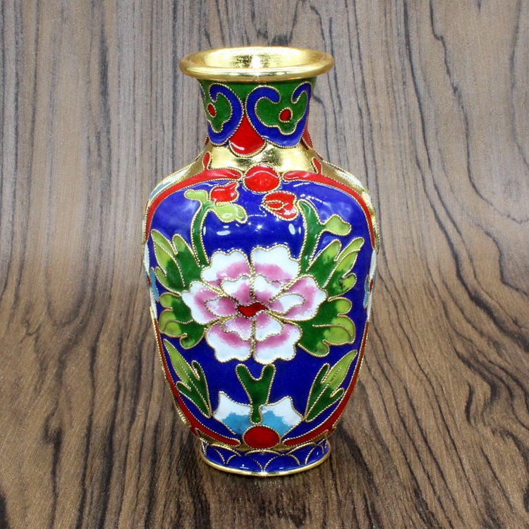 生产定制掐丝珐琅民族风中国结配饰景泰蓝花丝4寸带孔花瓶