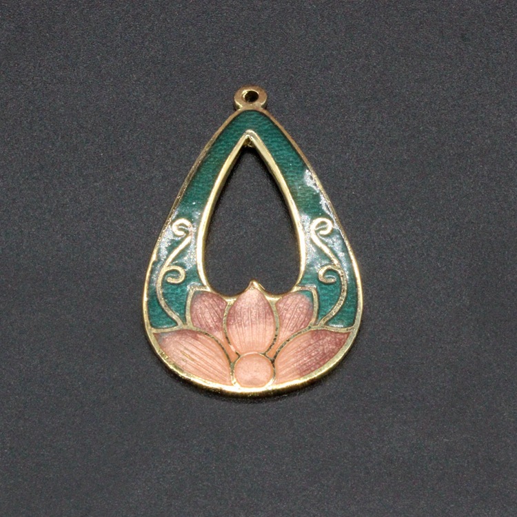 传统景泰蓝烧蓝DIY饰品配件吊坠冲压珐琅（七宝烧）38*22挂件009