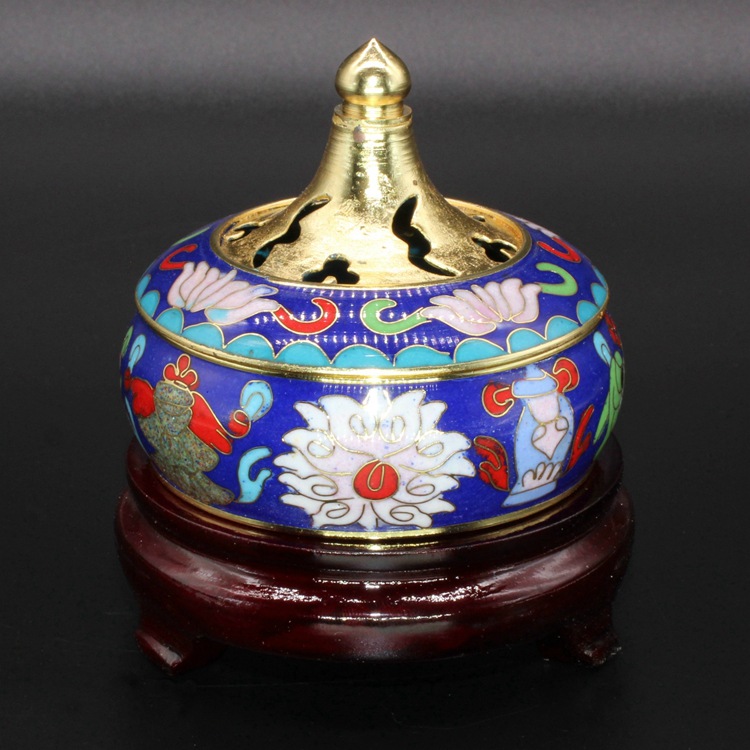 景泰蓝居室添香佛具法器传统铜胎掐丝珐琅磨光小香薰炉精油炉