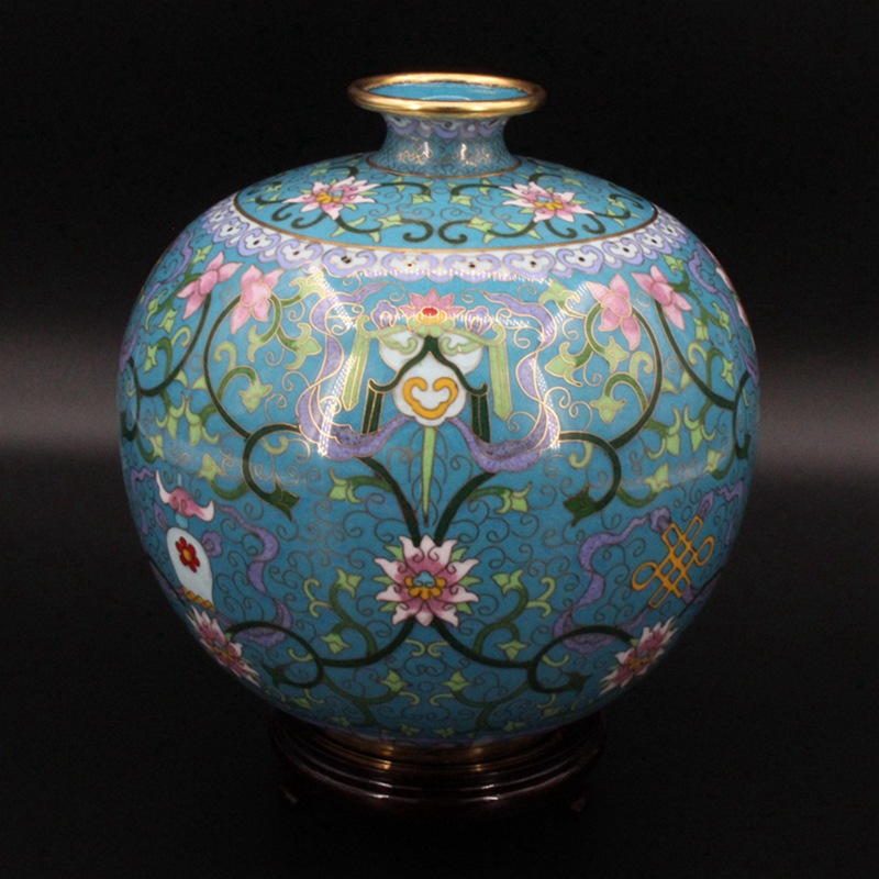 北京景泰蓝工艺礼品花瓶摆件传统铜胎掐丝珐琅（精品）9寸苹果瓶