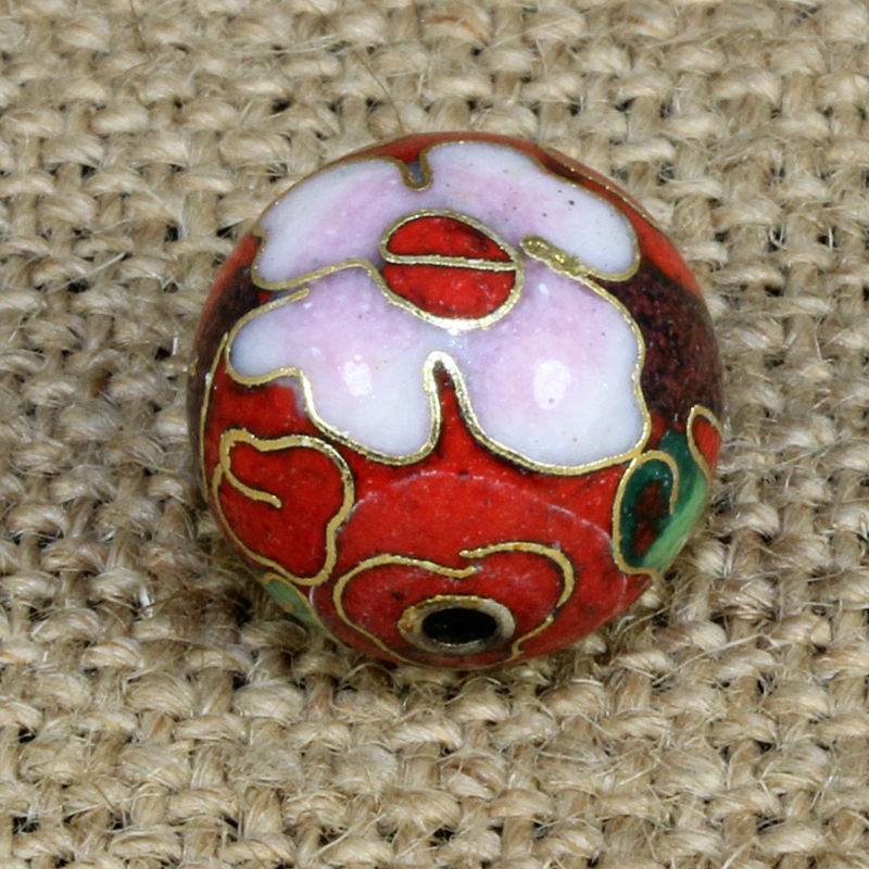 传统铜胎掐丝珐琅 （细工）饰品配件隔珠景泰蓝磨光14mm圆珠