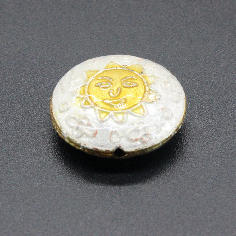 传统景泰蓝烧蓝DIY饰品配件背云隔珠冲压珐琅（银蓝）19mm笑脸珠