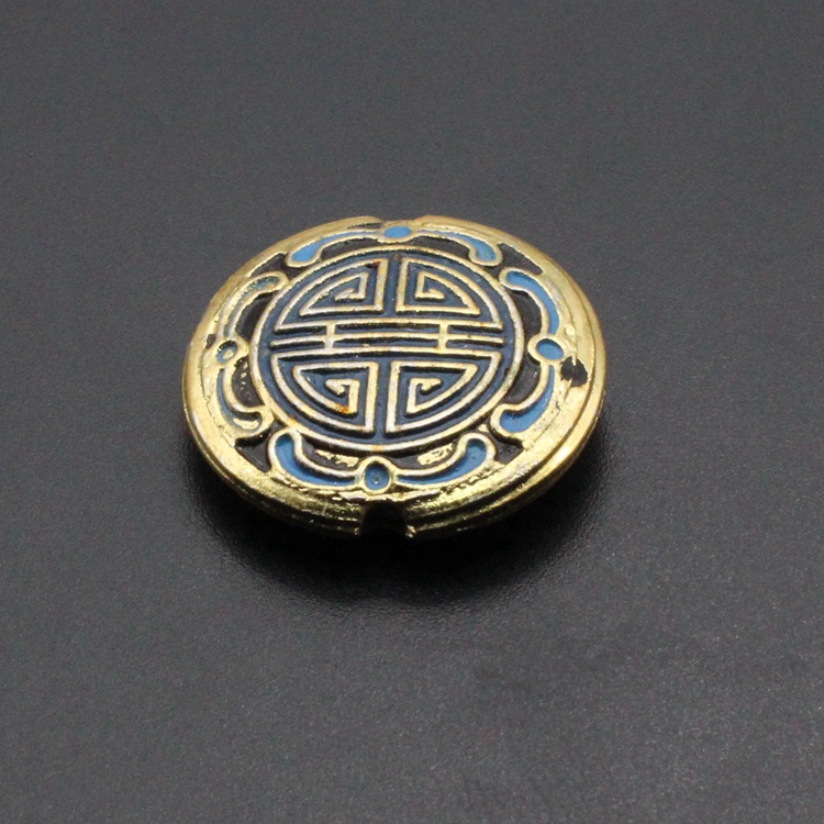 传统景泰蓝老货DIY饰品配件背云隔件冲压珐琅23mm圆寿字珠